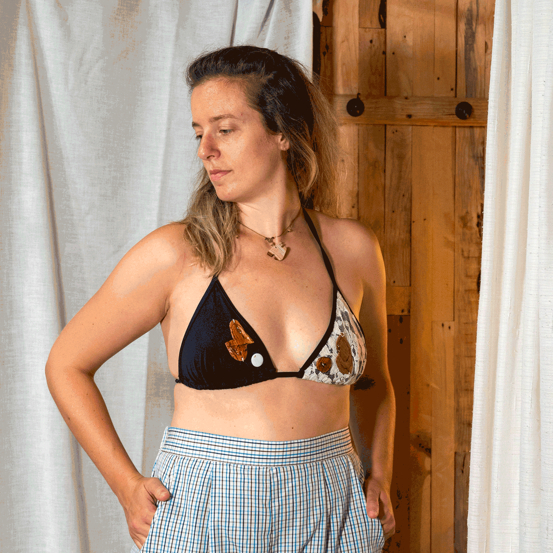 Tessuto Cotone Effetto Sgualcito Stampato Strisce Fantasia Corallo | Mondial Tissus - Foto 6